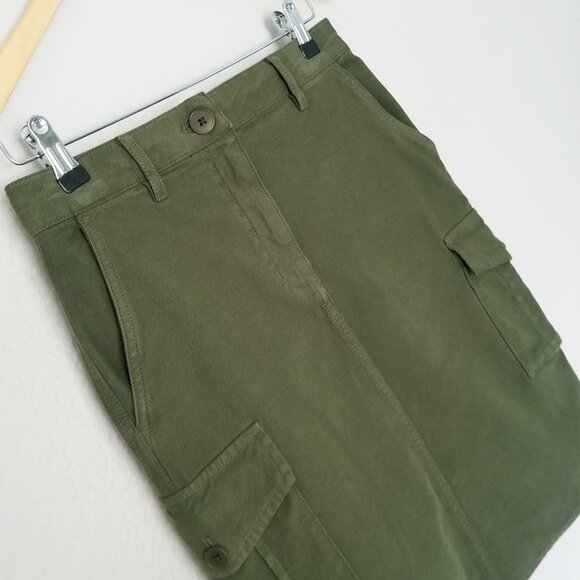 Aritzia Wilfred Free Havasu Cargo Skirt 2 Olive Army Green Mid Rise Pockets $110 - Picture 9 of 16